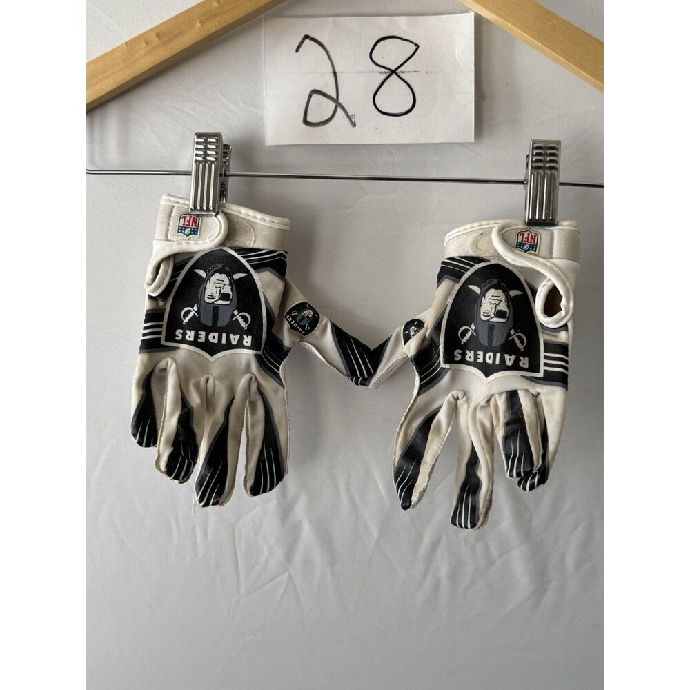 Franklin NFL Las Vegas Raiders Youth M L Receiver Football Gloves White Black